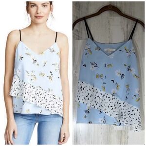 Cooper & Ella Cami Top Size‎ XS Light Blue Floral Ruffle Animal Print